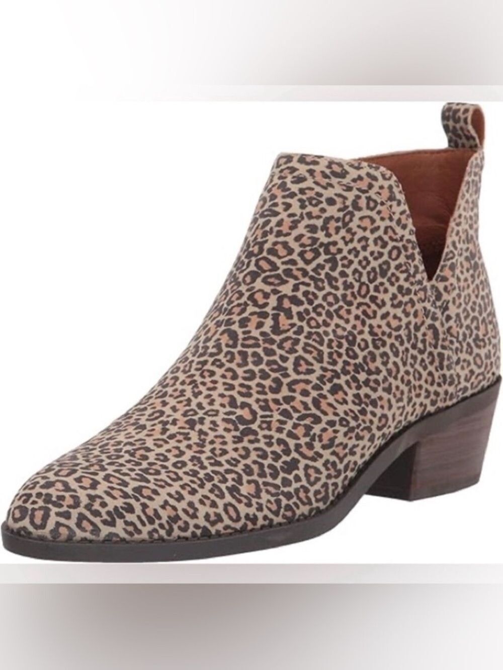 Lucky Brand Baley Leopard Animal Print Leather Suede Ankle Boot Bootie